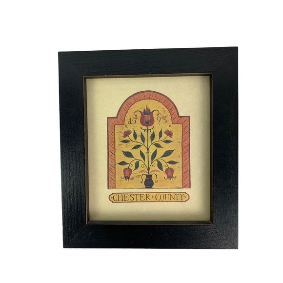 Pennsylvania Traditions Black Wooden Framed Crest "Chester County" 7" x 7 3/4"h - Picture 1 of 5